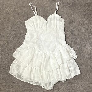 wild fable White Lace Ruffle Romper Chemise